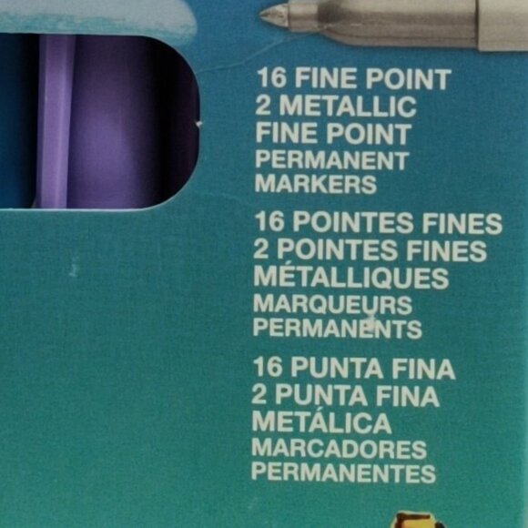 2 Pack Sharpie 18 ct Fine Point W/2 Metallic Permanent Markers Quick-Drying New - Picture 4 of 6